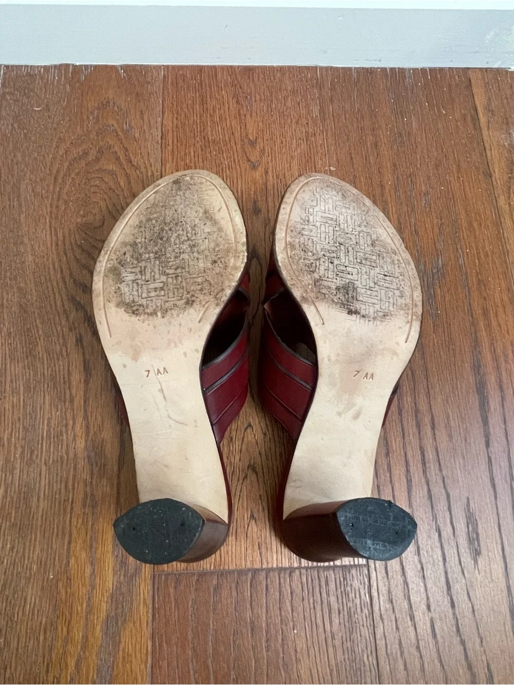 Cole Haan Country Red Leather Woven Mule Sandals Size 7AA